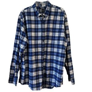Heavy Fall Winter Flannel Plaid Lands End Men’s Button Down XXL
